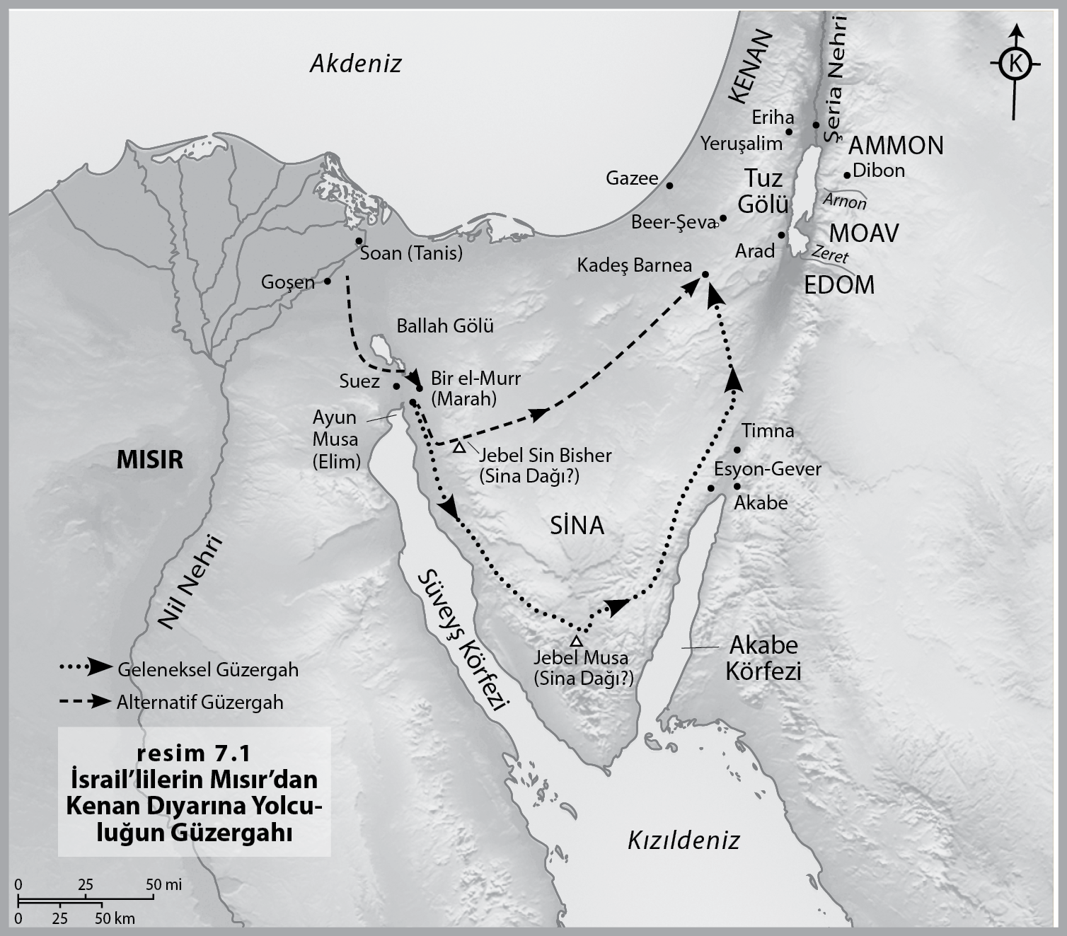 İsrail'lilerin Mısır'dan Kenan Dıyarına Yolculuğun Güzergahı
